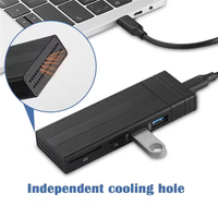 Caja de disco duro móvil multifuncional Caja de disco duro de estado sólido de doble protocolo M.2 a tipo C con estación de acoplamiento USB HUB.