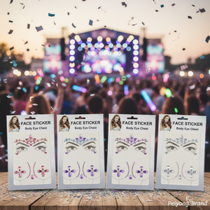 Set di Adesivi per Tatuaggi Decorativi per Occhi e Petto, Vari Design e Colori, Adesivi Stampati in PVC e Acrilico per Viso e Corpo, Marca Peiyong - Product Image 3