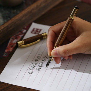 Bamboo Double-Ended Fountain <b>Pen</b> Ballpoint <b>Pen</b> Golden Bamboo Art Collectible Multi Function <b>Pen</b> - Product Image 3