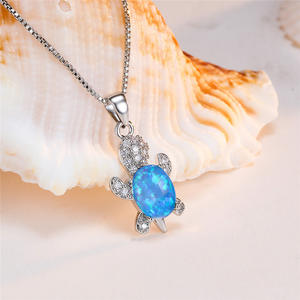 Eenvoudige Platina Schildpad Toermalijn Ketting Sleutelbeen Keten Diamanten Schildpad Dier Serie Ketting Sieraden - Product Image 5