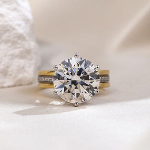 Anillo de Compromiso Messi Jewelry MSR-1769 de Oro de 18K con Diamante Cultivado en Laboratorio, Corte Redondo, para Mujer - Product Image 1