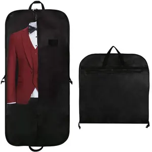 Saco de vestuário à prova de poeira capa de terno sacos de vestuário longos pretos ecológicos capa de casaco de viagem saco de vestuário terno