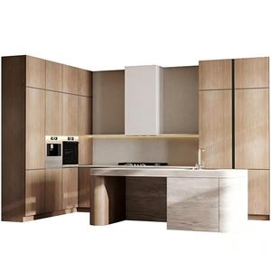 Juego <span class=keywords><strong>de</strong></span> Gabinetes <span class=keywords><strong>de</strong></span> Cocina Estilo Contemporáneo con Chapa <span class=keywords><strong>de</strong></span> Madera para Proyecto en México, Muebles <span class=keywords><strong>de</strong></span> Diseño, Gabinetes <span class=keywords><strong>de</strong></span> Cocina - Product Image 1