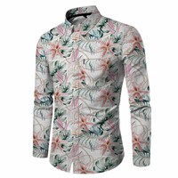 Slim Fit Modern Style Lässig Baumwolle Langarm Herren hemden Stand Popel ine Stoff Gewebte Kette Bedruckte Hemden für Herren Rund