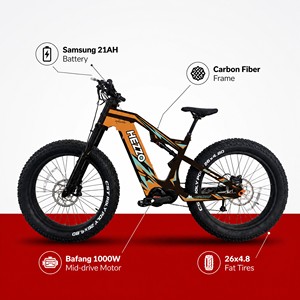 Vélo de montagne haute performance en fibre de carbone, moteur central 1000W, batterie 21AH, pneus larges 26*4.8, vélo électrique haut de gamme en fibre de carbone - Product Image 6
