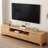 Meuble TV moderne en bois massif de chêne nordique avec rangement, console multimédia multifonctionnelle pour salon