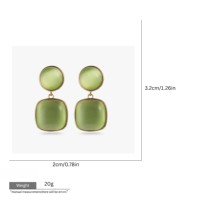 Nouvelles Boucles d'Oreilles Pendante Géométriques en Acier Inoxydable Plaqué Or avec Résine Verte, Bijoux Fantaisie pour Femme, Cadeau Idéal