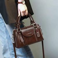 Sac Boston Femme Classique 2026 Tendance, Sac à Main Rétro en Cuir Marron de Luxe, Sac Bandoulière Mode Multi-Occasions