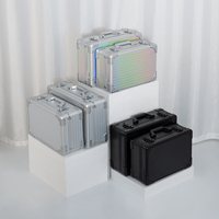 Organisateur de maquillage de voyage en PVC avec miroir intelligent LED mini pour miroir de vanité éclairé haute définition, éclairage réglable, grand format