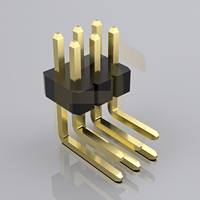 Connecteur de carte PCB mâle à angle droit PZ100-2-3-W-1.0mm, double rangée de broches 1x3P, pas de 1mm, contact en laiton, boîtier en nylon, IP20, intelligent