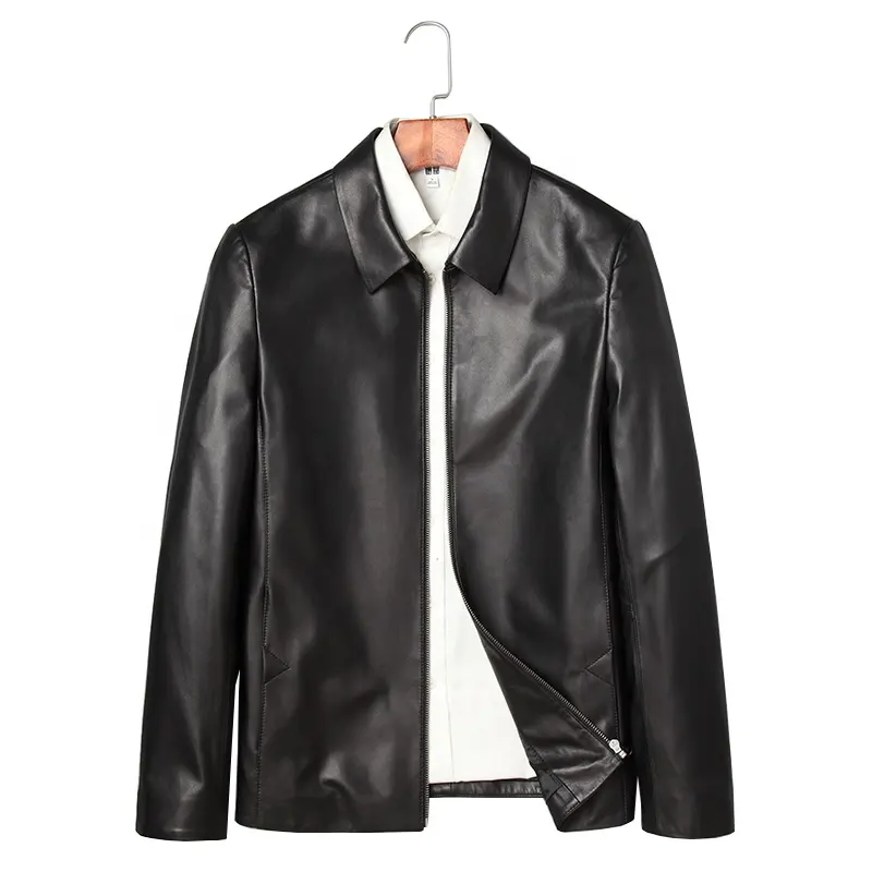 Classic styles men's leather jacket black leather coats for men slim fit sheepskin jackets