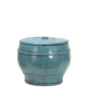 Китайская оптовая продажа, деревенская Античная уникальная окрашенная круглая сумка для хранения, винтажная старая состаренная декоративная коробка из массива дерева ручной работы