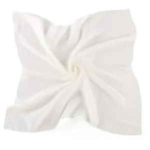 6毫米100% 真丝雪纺素色白色真丝围巾