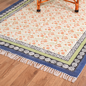 Alfombra de Algodón Floral Bohemia Hecha a Mano NYKO MART, Tamaño Grande, Diseño Personalizado, Tejido Plano, Lavable, Antideslizante, para el Hogar - Product Image 4