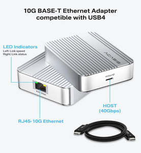 Adaptateur Ethernet <span class=keywords><strong>Thunderbolt</strong></span> 4 vers 10 Gbps, convertisseur réseau RJ45 Type C 10G en alliage d'aluminium pour Mac M1/M2/M3 et PC Windows – En stock - Product Image 6