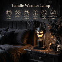 Lampe chauffe-cire sans flamme, motif visage de démon d'Halloween, sans danger pour les enfants et les animaux, avec minuterie 2-8h, veilleuse décorative