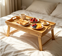 Plateau de service rectangulaire pliable durable et écologique avec poignées découpées, table portable pour ordinateur portable, non toxique et naturel