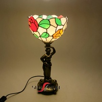 Lampe de table/bureau LED 10 pouces en alliage Sensmuel 2026, style rétro européen, verre teinté coloré, figurine religieuse