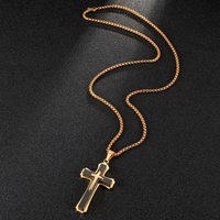 Collier en Acier Inoxydable avec Pendentif Croix Tridimensionnel à Trois Couches en Acier Titane Spectaculaire