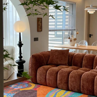 Canapé sectionnel capitonné 3 places pour salon moderne, rembourrage en éponge compressée, revêtement en tissu, emballage sous vide pour maison et appartement