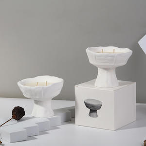 Candela Aromaterapica Artigianale Senza Fumo in Cera di Soia a Forma di Tazza su Piedistallo in Gesso Profumata Regalo per la Casa all'Ingrosso - Product Image 1