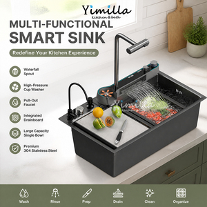 Évier de cuisine cascade multifonctionnel moderne en acier inoxydable 304, anti-corrosion nano, qualité commerciale OEM 2026 avec robinet - Product Image 1