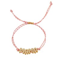 Bracelet tissé minimaliste en cuivre et zircon avec la lettre MAMA, bijou fait main en cordon, cadeau pour femme