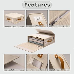 Sheet Organizers and Storage Bags for Bed Sheets Under Bed or Closet Storage <b>Boxes</b> with Dual Handles and Organization Labels - Product Image 2