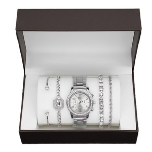 Moda Casual señoras relojes de diamantes conjunto de regalo de joyería pulsera de diamantes de imitación de cristal conjunto de reloj de cuarzo para mujeres niñas al por mayor - Product Image 5