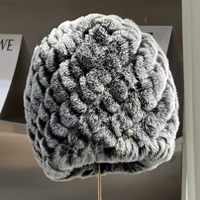 Promotion prix luxe Rex lapin fourrure tricot supérieur mignon chapeaux chapeau d'hiver avec fourrure pour les femmes