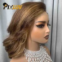 Perruques Lace Front en Cheveux Humains Couleur Piano 4/27, Perruque Bob en Cheveux Humains pour Femmes Noires, Vente en Gros, Perruque Bob Coiffure en Dentelle
