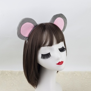 Serre-tête en tissu pour enfants, motif tête d'animal, décorations de fête d'<span class=keywords><strong>Halloween</strong></span>, oreilles de souris grises en peluche douce, avec nœud, prix d'usine, vente chaude - Product Image 2