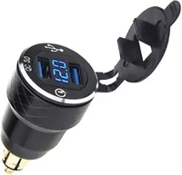 Adaptateur en aluminium DIN Hella USB Plug à double chargeur USB avec voltmètre LED étanche pour motos BMW Ducati 12V/24V