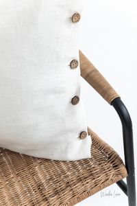 Ensemble de literie reine avec motif à carreaux taie d'oreiller en lin lavé doux fermeture à bouton technique tricotée naturelle délavée pour la maison - Product Image 2