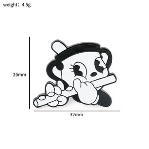 Cool noir et blanc jeu d'aventure tasse tête émail badge <span class=keywords><strong>cuphead</strong></span> broche - Product Image 2