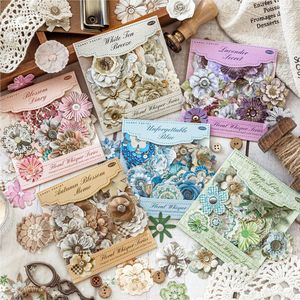 50 Adesivi per Confezione Serie Floreale Ritagliata a Forbice Elementi Floreali Retrò Fatti a Mano per Scrapbooking Fai-da-Te e Collage Decorativi - Product Image 1