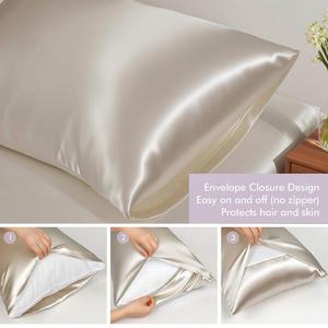 Vegan Silk <b>Sleep</b> Pillowcase Large Scrunchie Self Care Essential Satin Night Eye <b>Mask</b> Set for Hair and Skin - Product Image 4