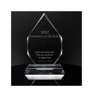 Trophée en cristal transparent personnalisé pour compétition, fournisseur chinois YAGELI YGL-230509-02, impression sérigraphique