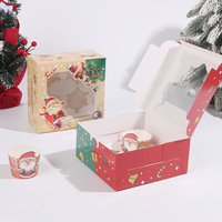 Boîte à biscuits de Noël Cupcake Dessert au four Emballage cadeau avec fenêtre transparente Brownies Boîtes à biscuits de boulangerie avec inserts 4 6 12 trous