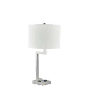 Lámpara de Mesa Moderna Clásica con Base Metálica Negra y Enchufe USB para Decoración de Hotel - Product Image 6