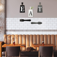 Décoration murale Art Déco en bois, ensemble de panneaux décoratifs pour la cuisine, avec motifs fourchette et cuillère, forme irrégulière, lot multi-pièces