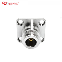 Fabricant de connecteur coaxial RF 50ohm plaqué argent Type N droit femelle Jack 4 trous bride câble connecteur adaptateur