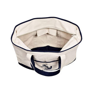 अतिरिक्त बड़े कैनवास बैग ले जाना भारी शुल्क विशाल जिपर किराने की खरीदारी ले जाने के साथ समुद्र तट नाव बैग हैंडबैग कशीदाकारी लंगर बेज - Product Image 4