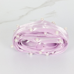 Pink Purple Pearl Satin Cake Border Arch Mother's Day Valentine's Day Cake Toppers Elegant Handmade Decor - Product Image 1