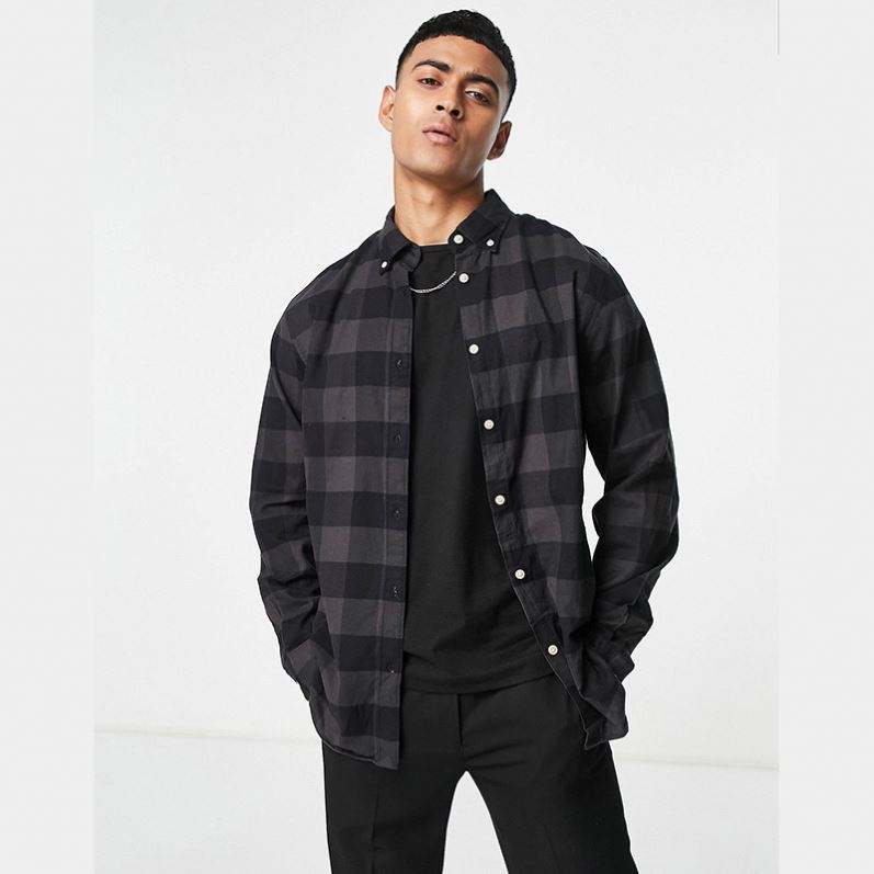 Wholesale Custom Stylish Autumn Mens Grey and Black Check
