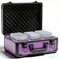 Top Loader Violet Surface Givrée En Aluminium Dur 3 Rangée Graded Sports Card Dalle Protector Single Holder Display Case pour Card Show