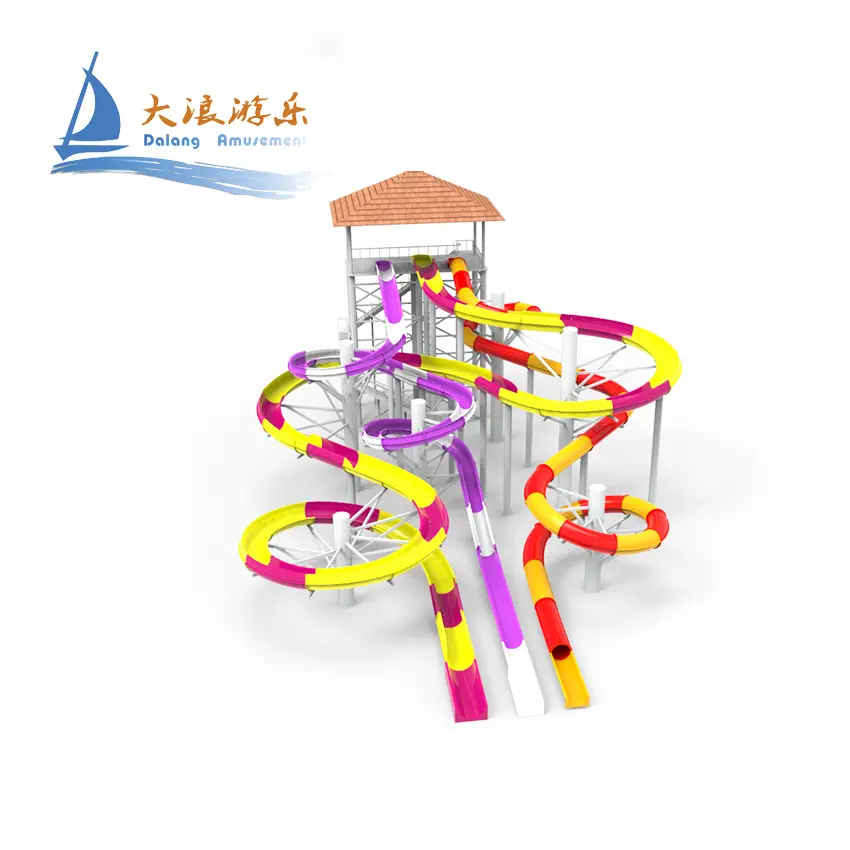 中国の専門サプライヤーの商業用屋外ウォータースライド耐久性のあるグラスファイバーアクアプレイライド大人用パークプール遊び場