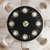 Table à manger ronde noire de 60 pouces, fournisseur direct d'usine en gros, mobilier commercial pour restaurants et hôtellerie