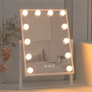 Portable wall mounted folding led bathroom white vanity desk up mirror organizer storge bag custom makeup mirror with led light