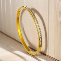 Bracelet tendance de luxe en acier inoxydable plaqué or PVD, étanche, serti de zircons carrés CZ, accessoires pour femmes, vente en gros